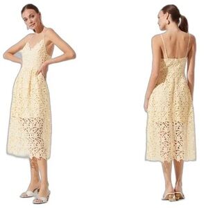 Astr Yellow Lace Midi Dress